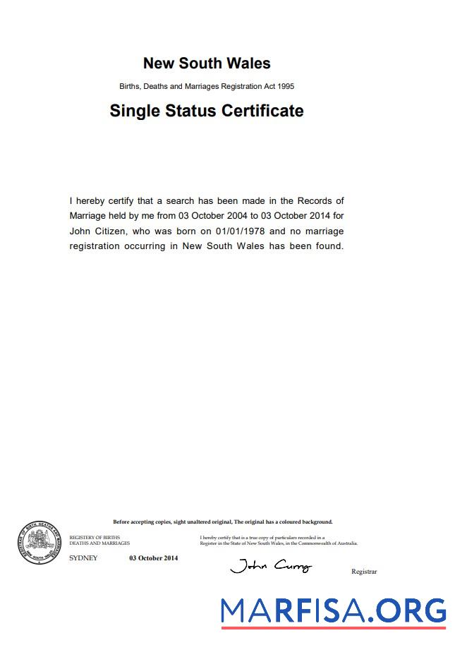 Realistic Australia New South Wales divorce certificate template in Word